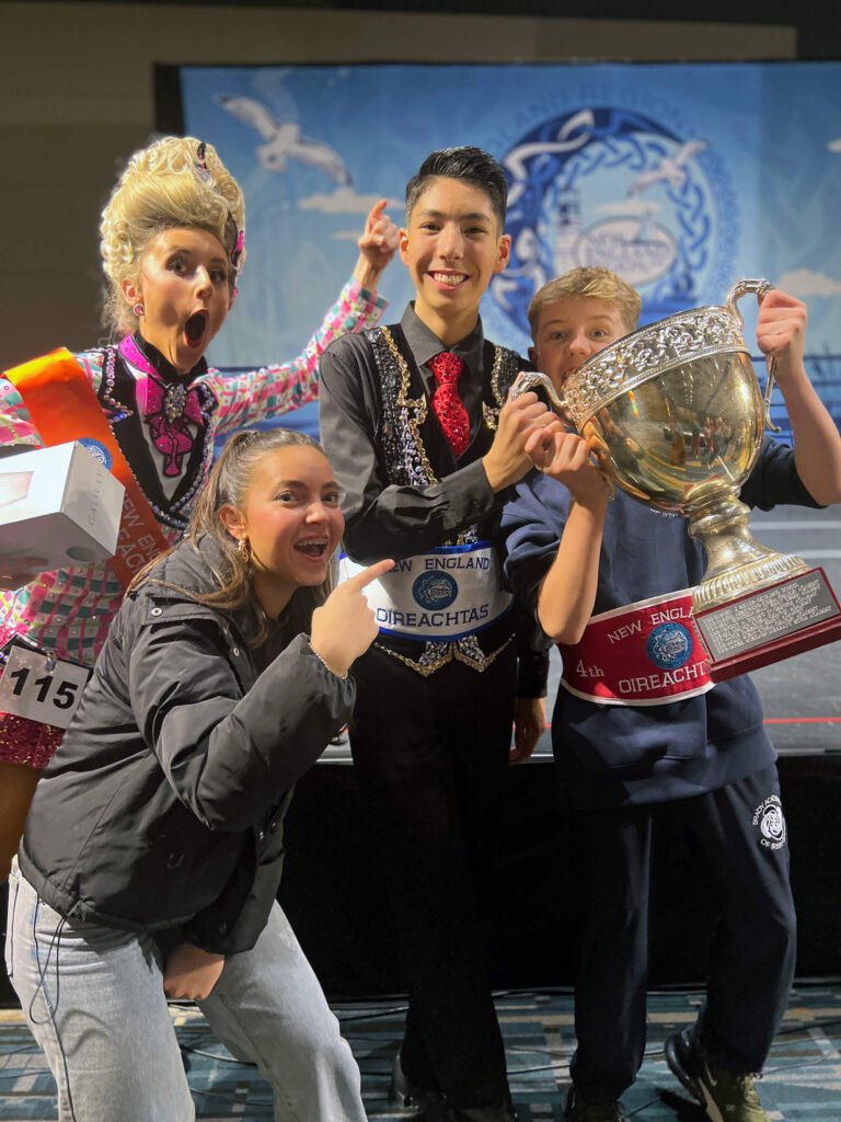 Group of Young Irish Dancers with Large Trophy