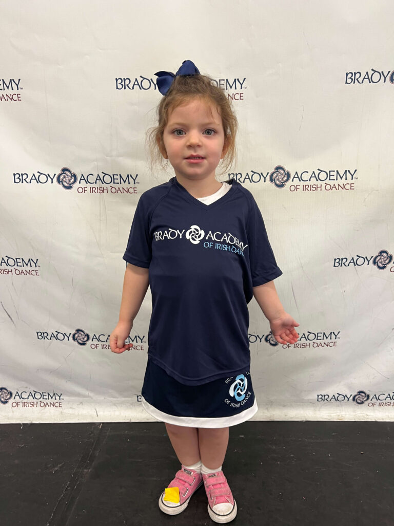 Young Irish Dancer Wearing Brady Academy Apparel